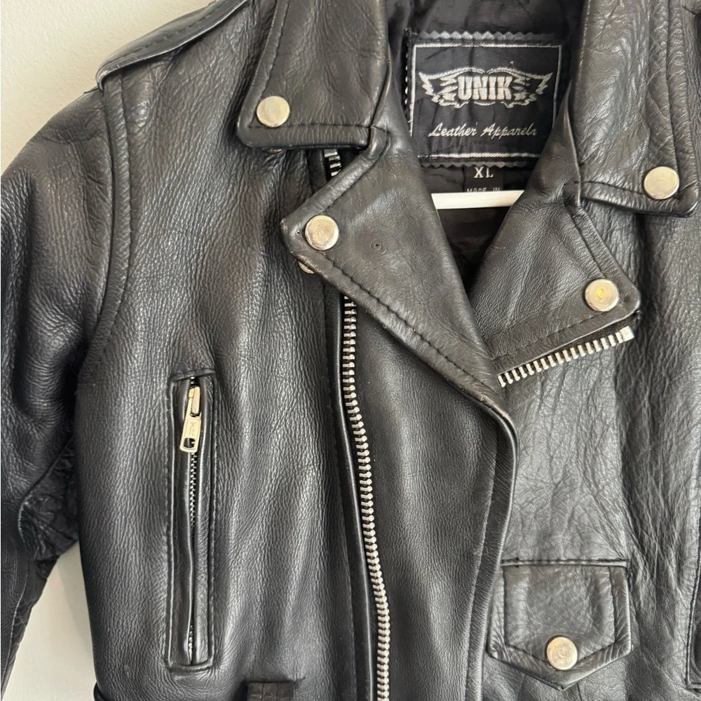 Harley-Davidson Black and Orange Leather Jacket‎ UNIK Youth XL